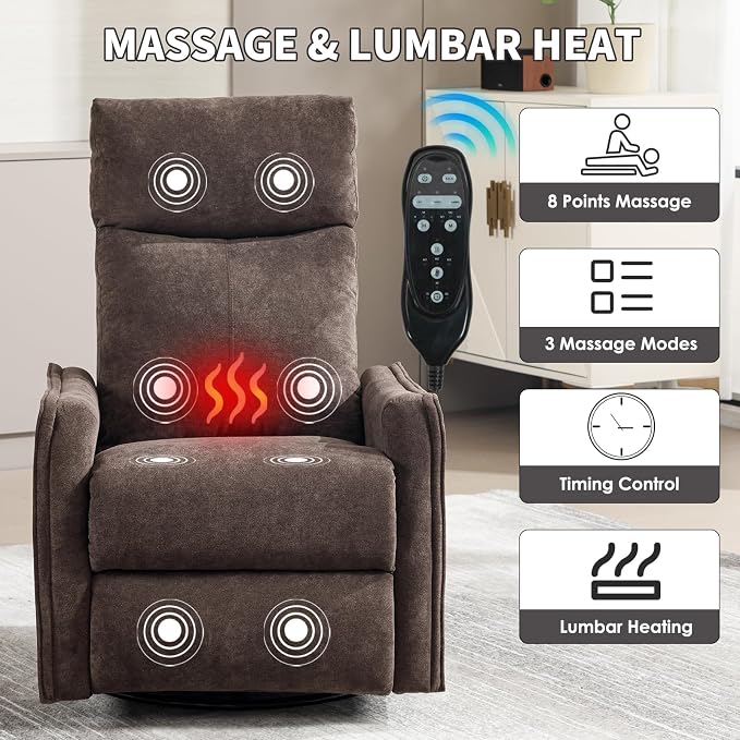 Trustyue Swivel Rocker Recliner Chair, 360° Swivel Recliner - Image 5