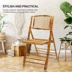 VINGLI Bamboo Folding Chair, Foldable Dining Wood Chairs Comfortable Seat - Image 3