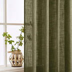 MIULEE Light Olive Green Linen Curtains 52x72 Inch Long 2 Panel - Image 5