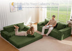 MAXYOYO Loveseat Sofa Bed, Striped Faux Fur Foldable Floor Sofa Couch in A Box - Image 3