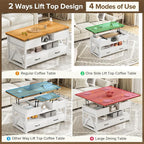Memobarco 40" Lift Top Coffee Table, 4 in 1 Multi-Function Lift Coffee Tables - Image 3