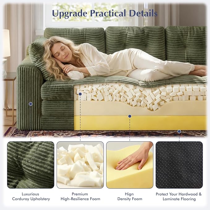 Homkdom 3 Seater Convertible Folding Sofa Bed, Pull Out Sleeper Sofa - Image 7