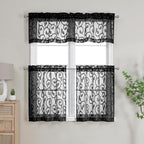 Furman Black Sheer Curtains Tiers 24 Inch Length 2 Panels Set, Airy Lightweight - Image 7
