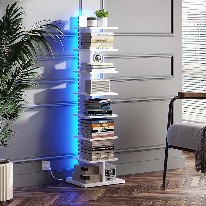 TUTOTAK Narrow Bookshelf, 8-Tier Bookcase - Image 7