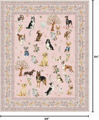 Pink Dogs Animal Area Rug 5x7 for Living Room Bedroom | Ultra-Thin;Boho Style; - Image 3