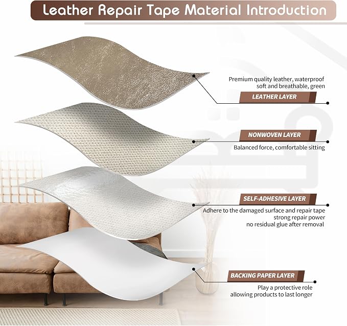 KING MOUNTAIN Leather Repair Patch, 2 Packs 9 x 11 Inches self Adhesive Leather - Image 3
