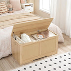 HOOBRO Storage Bench, 39.3" Toy Box, Rattan-Like Storage Chest, Sturdy Entryway - Image 2