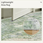 Soalmost Abstract Runner Rug 2x8 Hallway Kitchen Runners Green/Ivory | Vintage - Image 7