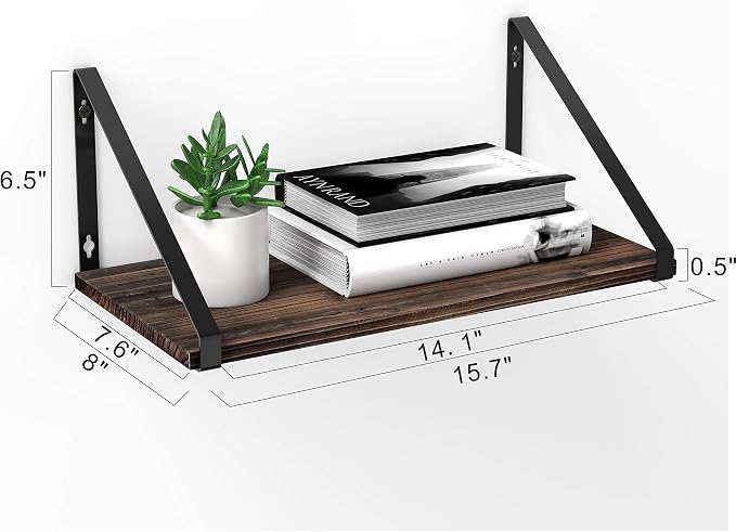 BAMEOS Floating Shelves Rustic Wood Wall Shelf Wall Mounted Shelves - Image 3