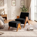 Linen Padded footstools Mid Century Modern Ottoman - Image 7