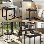 CENSI Modern Square End Table, Extra Thick 1.6" Wood Top & Metal Frame - Image 6