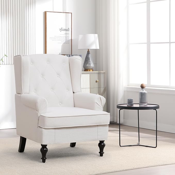 Accent Chair for Living Room, Mid Century Modern Upholstered Armchair, Wingback - Image 8