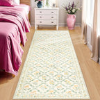 PLHXFR 2x6 Washable Runner Rug：Floral Indoor Kitchen Carpet Beige Multi | - Image 2