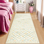 PLHXFR 2.6x8 Washable Runner Rug：Floral Indoor Kitchen Carpet Beige Multi | - Image 2
