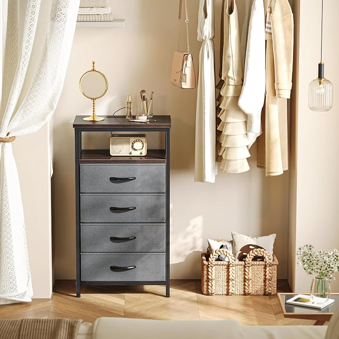 Huuger Night Stand with Charging Station, 4 Drawer Dresser - Image 2