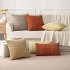 MIULEE Lumbar Corduroy Decorative Throw Pillow Covers 12x20 Khaki Pack of 2 | - Image 5