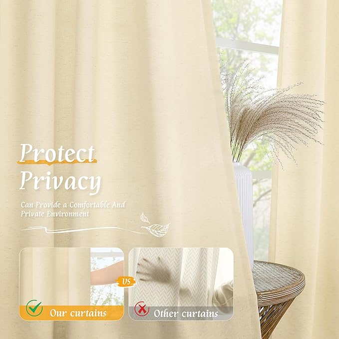 Light Filtering 72 Inch Linen Curtains - Image 5