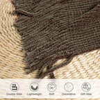 lifein Throw Blanket for Couch, Soft Boho Decor Bed Throw, Cozy Brown Knitted - Image 6