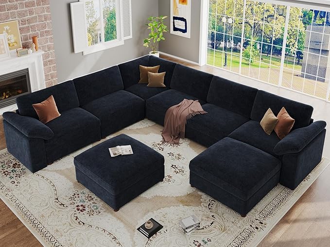 EASE MOOSE Modular Sofa, Oversized U Shape Sectional Modular Sofa, Wide Deep by EASEMOOSE