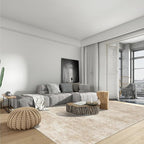 10x14 Area Rugs for Living Room: Washable Abstract Beige Badroom Carpet | - Image 3