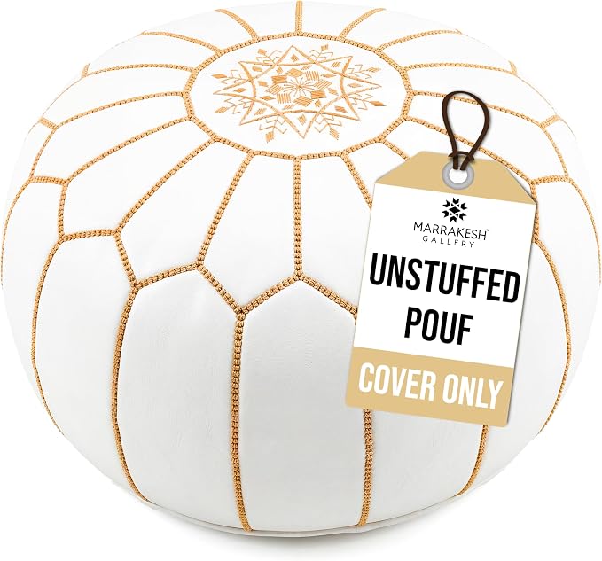 Marrakesh Gallery Genuine Leather Round Pouf Unstuffed by MarrakeshGallery