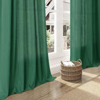 Dark Green Linen Curtains 84 Inch Length 2 Panels Set - Image 6