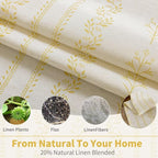 BGment Mustard Yellow Vintage Floral Linen Curtains - Image 3