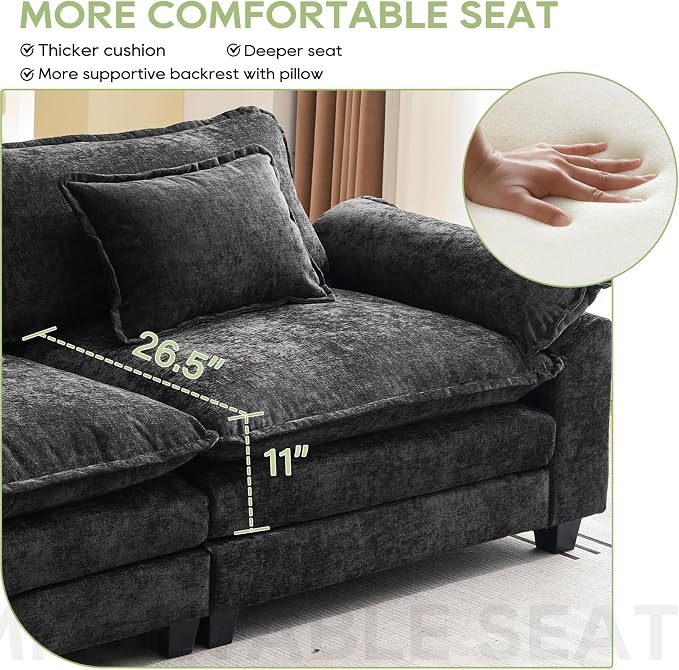 Oprisen 86" Modular Sectional Sofa, Comfy Cloud Couch Sectional Sofa - Image 4