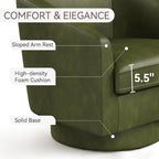 Swivel Barrel Accent Chair, Round Faux Leather Living Room Arm Chairs, Modern - Image 4