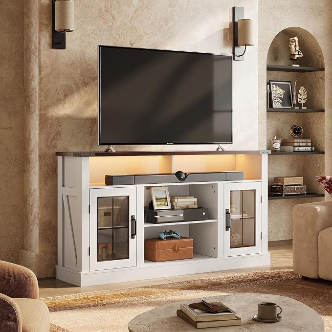 WLIVE Farmhouse TV Stand for 65 Inch TV, Tall Entertainment Center - Image 2