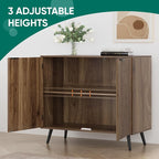 Smuxee Fluted Sideboard Cabinet, Freestanding Walnut Buffet Cabinet - Image 4