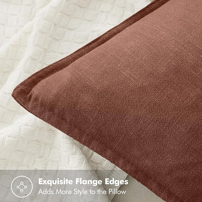 MIULEE Decorative Linen Euro Sham Pillow Covers 24x24 Autumn Glaze | Boho - Image 2