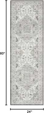 Madane Hallway Runner Rug 2x5 Washable Entry Rugs Non-Slip, Ivory/Brown | - Image 2
