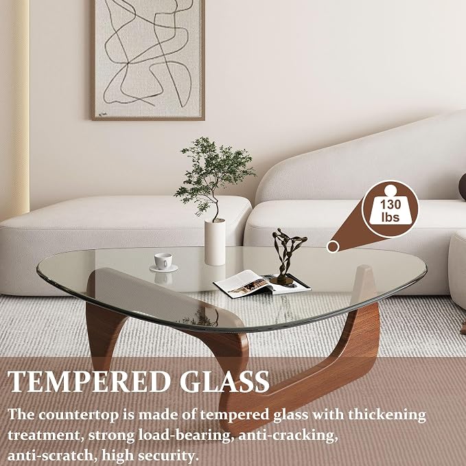 Modern Glass Coffee Table, 35.8" Small Center Table, Mid Century Tea Tables - Image 4