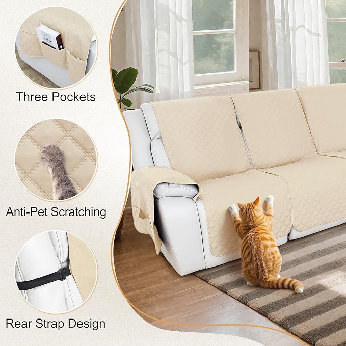 HDCAXKJ 100% Waterproof Reclining Sectional Couch Covers L Shape Recliner Sofa - Image 5