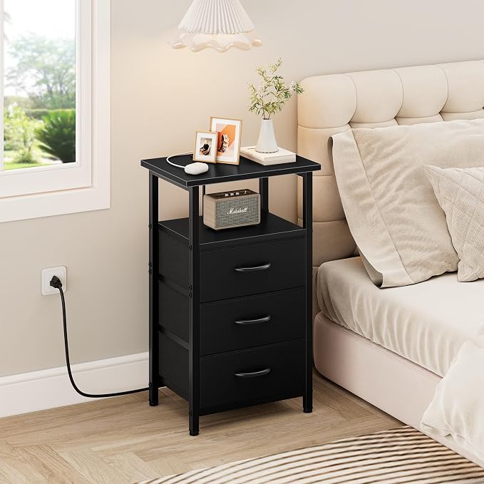Vagusicc Nightstand with Charging Station, Bedside Table with USB Ports and - Image 4
