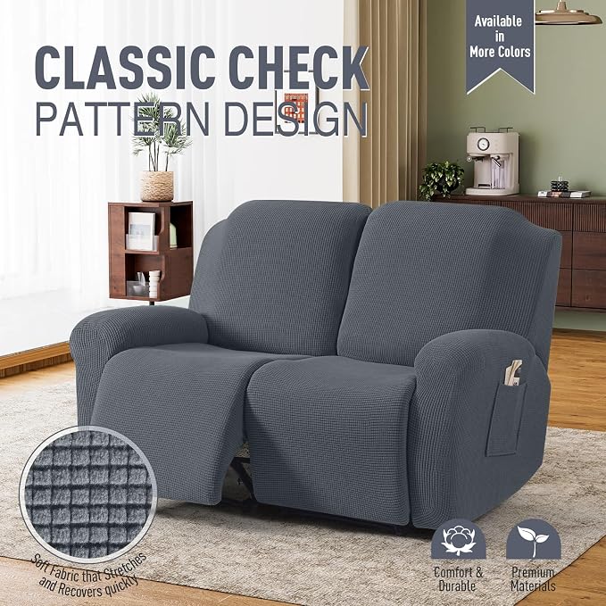 TAOCOCO Recliner Loveseat Slipcover, 6 Pieces Dual Recliner Sofa Covers - Image 2