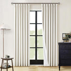 Natural Pinch Pleated Linen Blackout Curtains 84 Inch Length 2 Panels Set | - Image 8