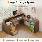 YOMILUVE 63" Farmhouse L Shaped Executive Desk - Image 4