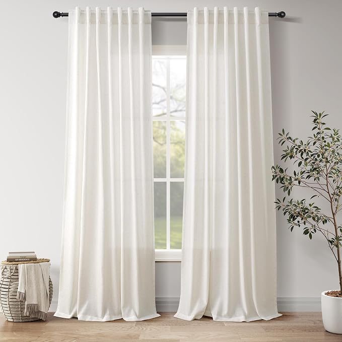 Natural Linen Curtains 108 Inches Long by Nanspring