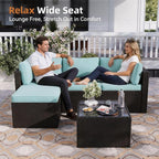 Aoxun Outdoor Patio Furniture Set, 5-Pieces All-Weather Rattan Sectional Sofa - Image 3