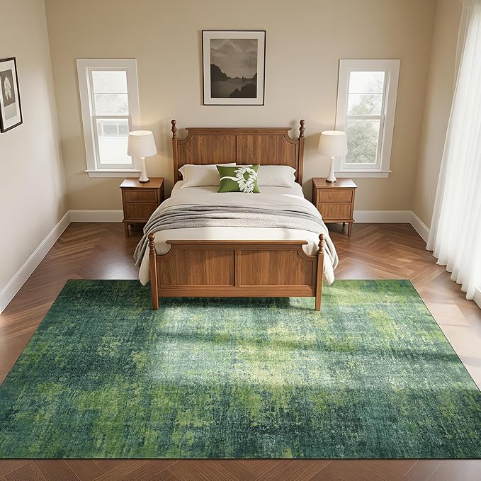 8x10 Green Washable Area Rugs for Living Room, Dining Room, Playroom | Ultra - Image 8