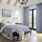 Dusty Blue 102 Inch Extra Long Memory Trained Pleated Linen Sheer Curtains - Image 5
