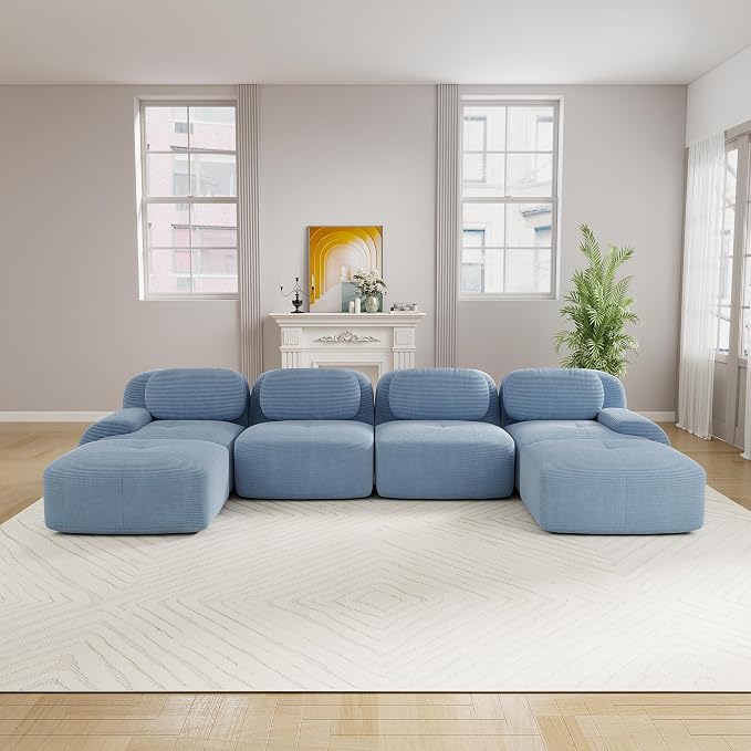 Boneless Sectional Couch, No Assembly Required, 152.7” U Shaped Modular Cloud - Image 2