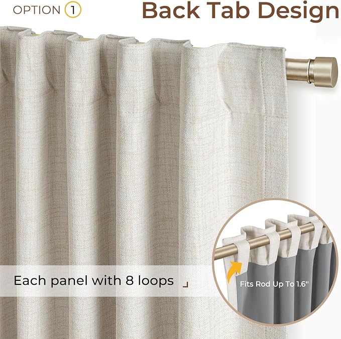 INOVADAY Extra Wide 100% Blackout Linen Curtains - Image 3