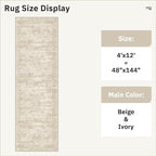 Soalmost Washable 4x12 Hallway Runner Rug Non-Slip Kitchen Entry Rugs Beige | - Image 5