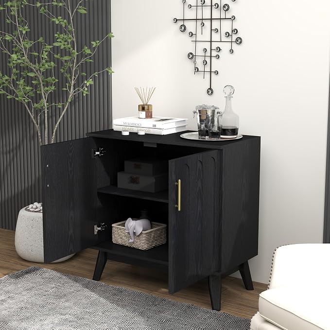 LKTART Black Sideboard Buffet, Small Storage Cabinet - Image 5