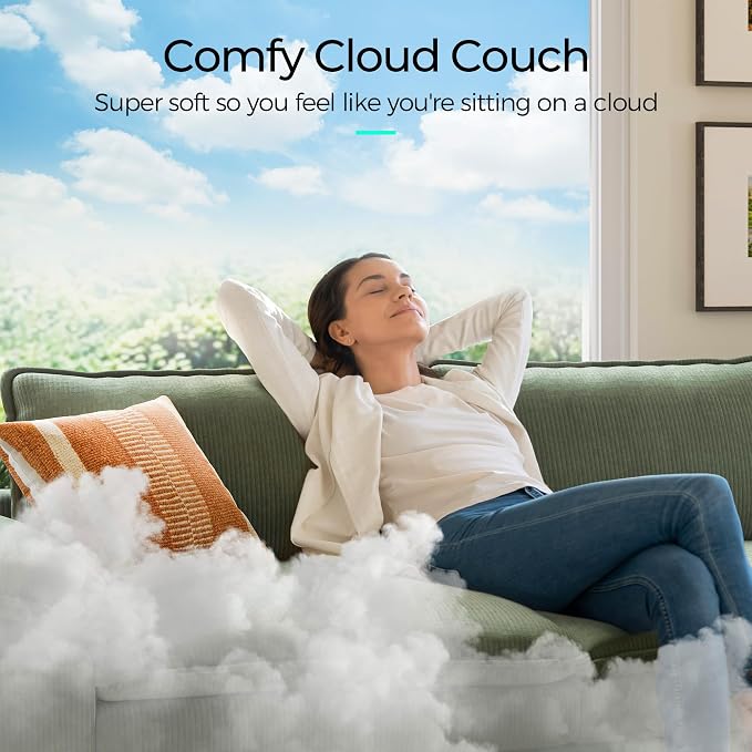 LINSY HOME 157" Modular U-Shaped Sectional Sofa, 4-Seat Corduroy Modern Cloud - Image 4