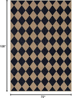Lahome Checkered Easy Jute 6x9 Area Rugs, Outdoor Patio Rug Washable | - Image 2