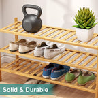 viewcare 3-Tier Long Shoe Rack, Bamboo Wood Shoe Rack - Image 7